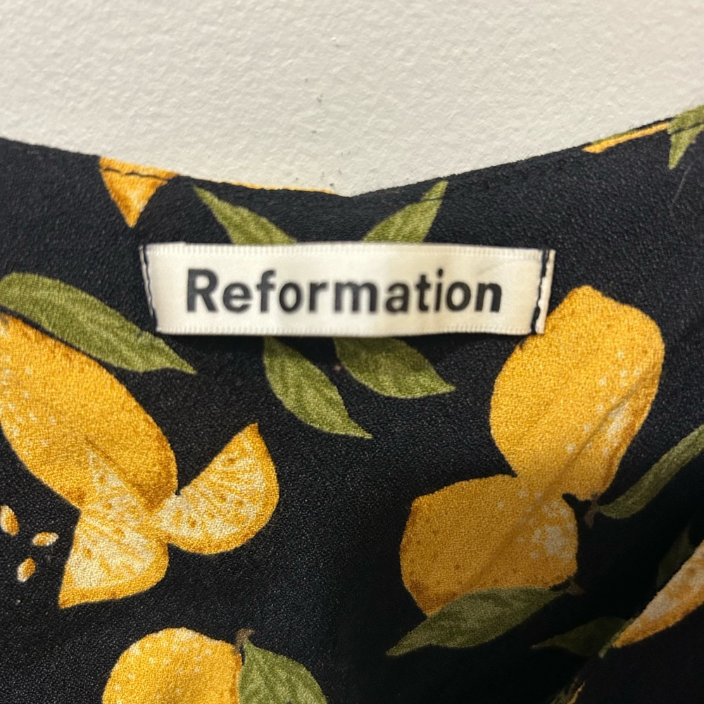 Reformation Black Yellow Lemon Drop Marlow Dress MSRP $198 - Picture 3 of 6